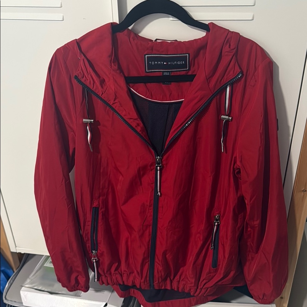 Tommy Hilfiger Red Utility Jacket Lightweight Sporty Design